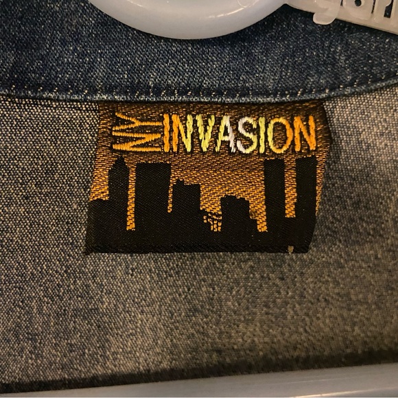 Jean Blazer Jacket Polyester Elastic Blue Demi size XL - Picture 3 of 10